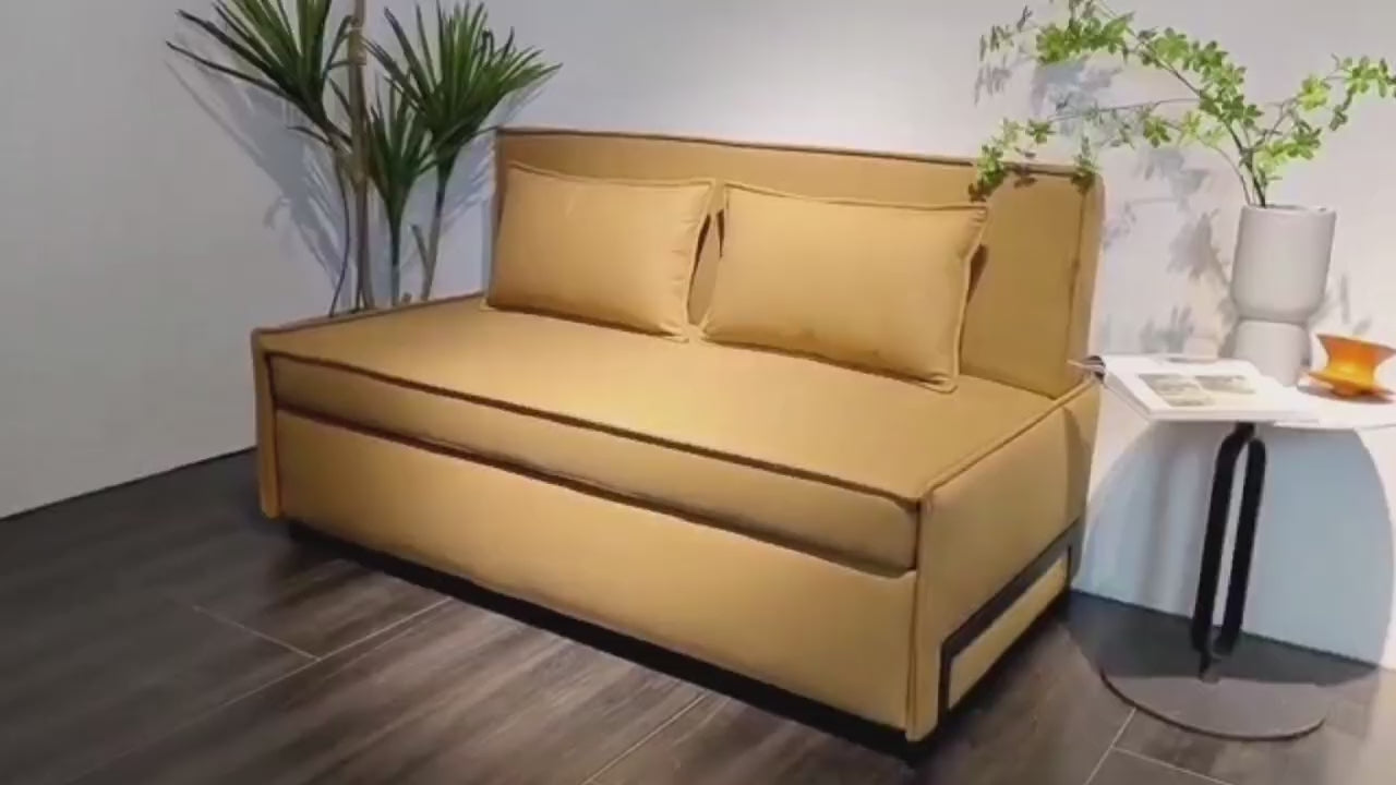 Load video: Not only does it provide a comfortable seating experience, but it effortlessly transforms into a cozy bed to meet your various needs. Whether it&#39;s a small guest room, a compact apartment, or a need for temporary sleeping arrangements, this sofa bed can easily accommodate your requirements.